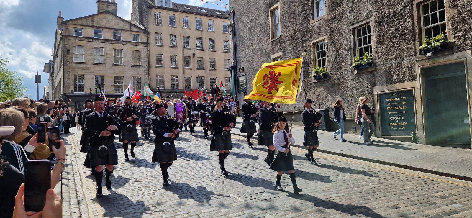 Stockbridge Pipe Band May Day Parade 2026, Royal Mile Edinburgh